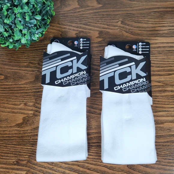 2-TCK Champion Baseball/Softball/Soccer Sock White Compression/proDri Size Lg - Picture 1 of 2